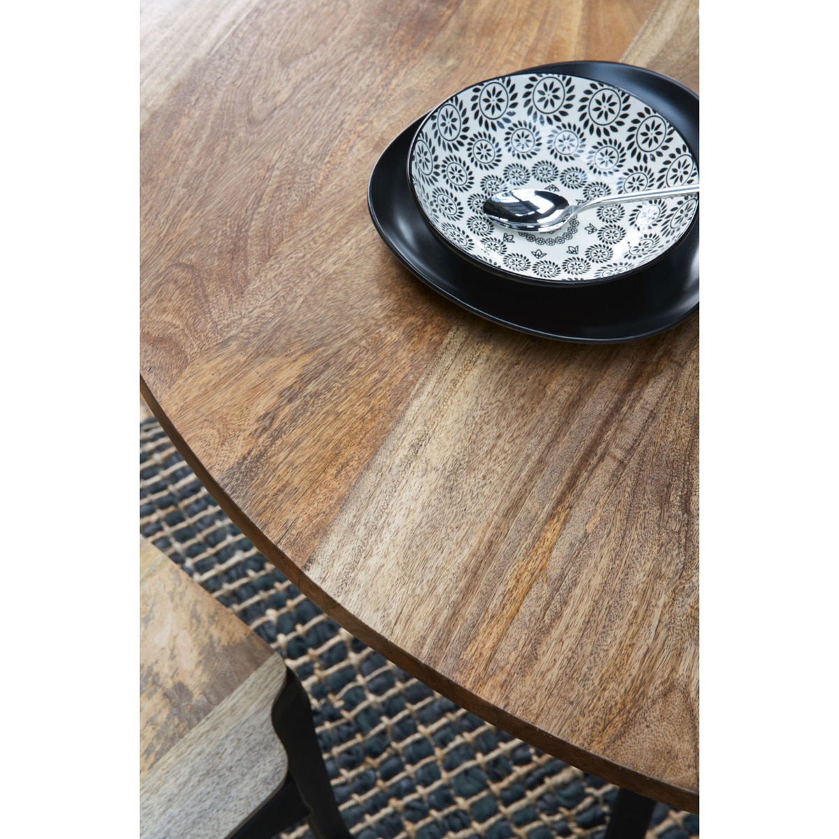 Cast Iron and Mango Wood 5-6 Seater Dining Table D120 Compas – image 6