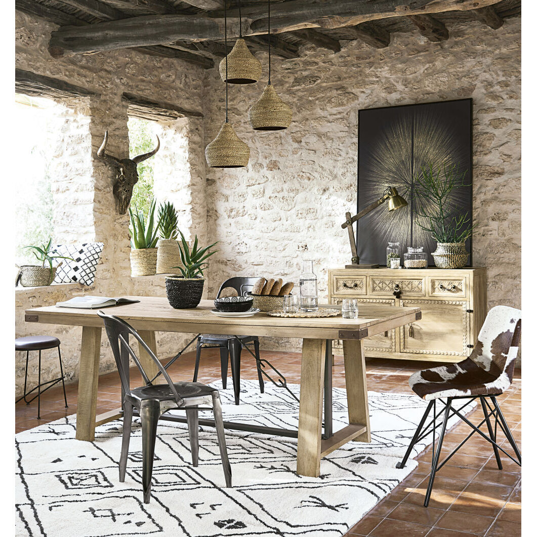 Mango Wood and Metal 8-10 Seater Industrial Dining Table W205 – image 7