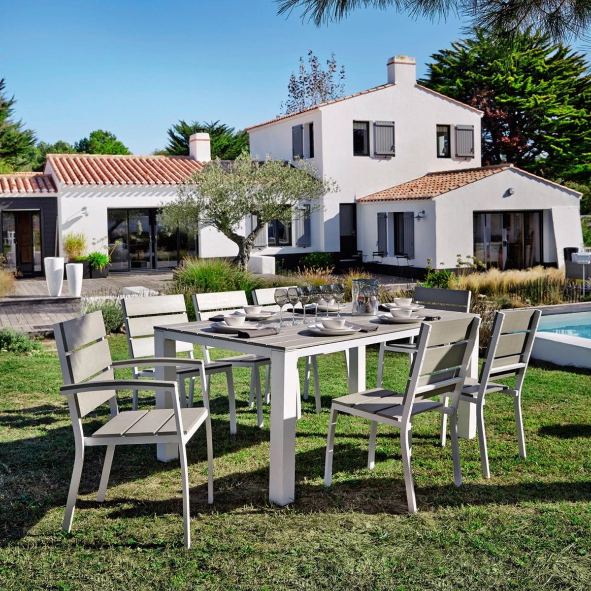 Garden Table 6 Persons in Composite and Aluminium W180 Escale – image 5
