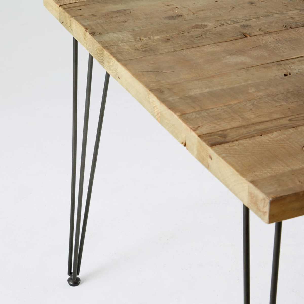Recycled Pine and Black Metal 8-Seater Industrial Dining Table W 180 cm Dausmenil – image 5