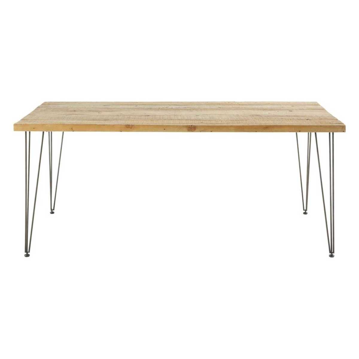Recycled Pine and Black Metal 8-Seater Industrial Dining Table W 180 cm Dausmenil – image 2