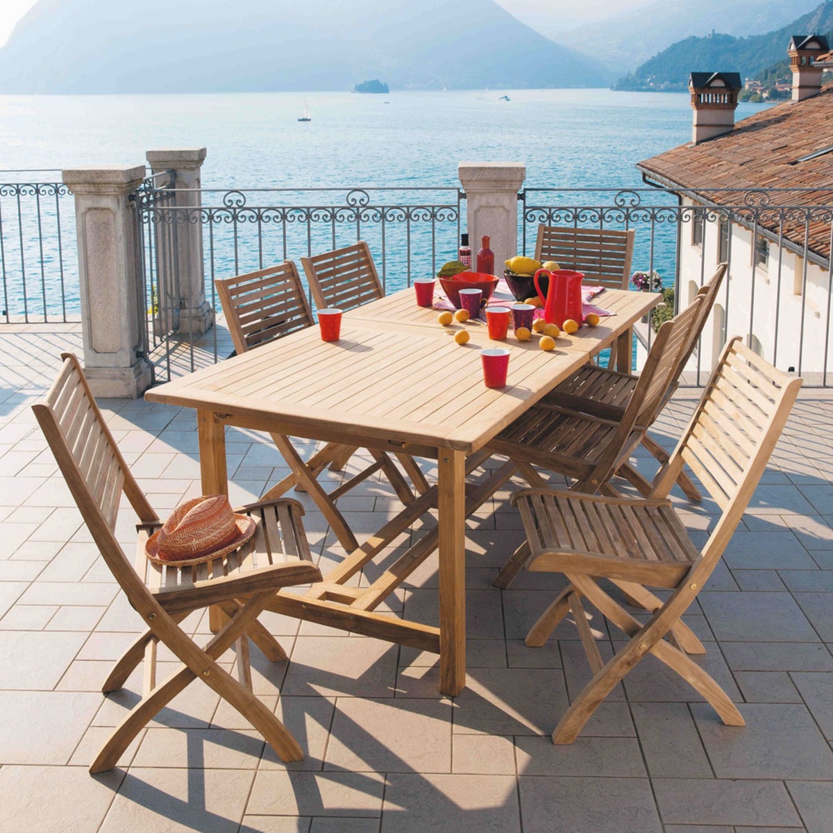 Solid teak garden table W150 Oléron – image 3