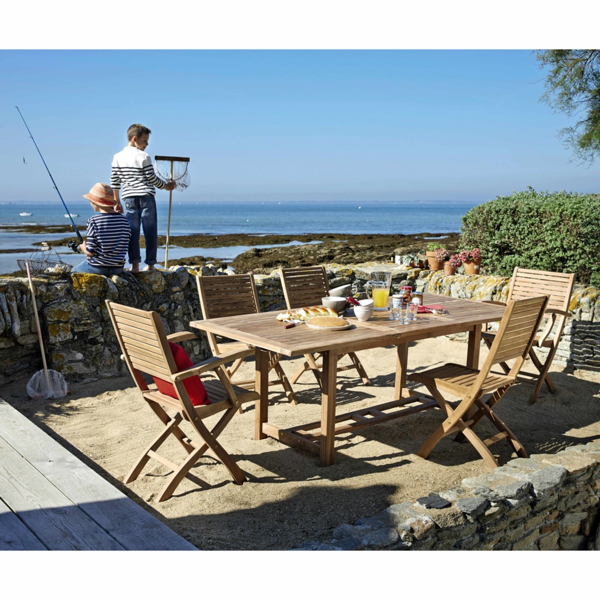 Solid teak garden table W150 Oléron – image 4