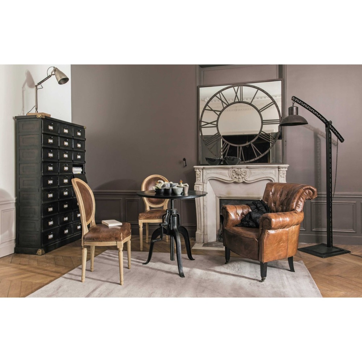 Metal round dining table bistro in black D 75 Edison – image 3