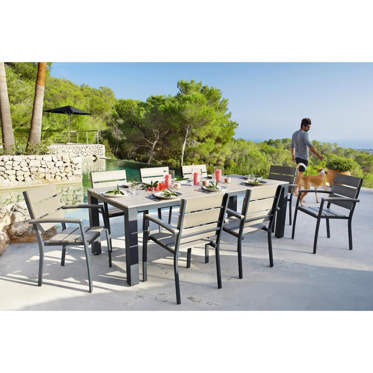 Anthracite Grey Garden Table 8-10-Seater in Aluminium W 230 Escale – image 3