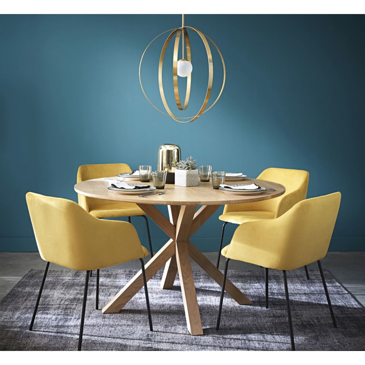 Solid Oak Round 6-Seater Dining Table D 127 cm Mona – image 6