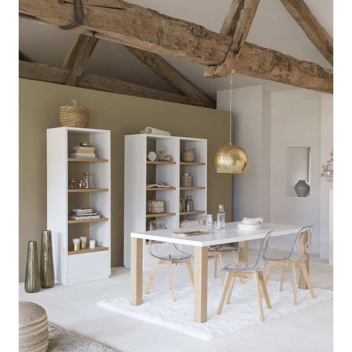 Wooden dining table in white W 200cm Austral – image 4