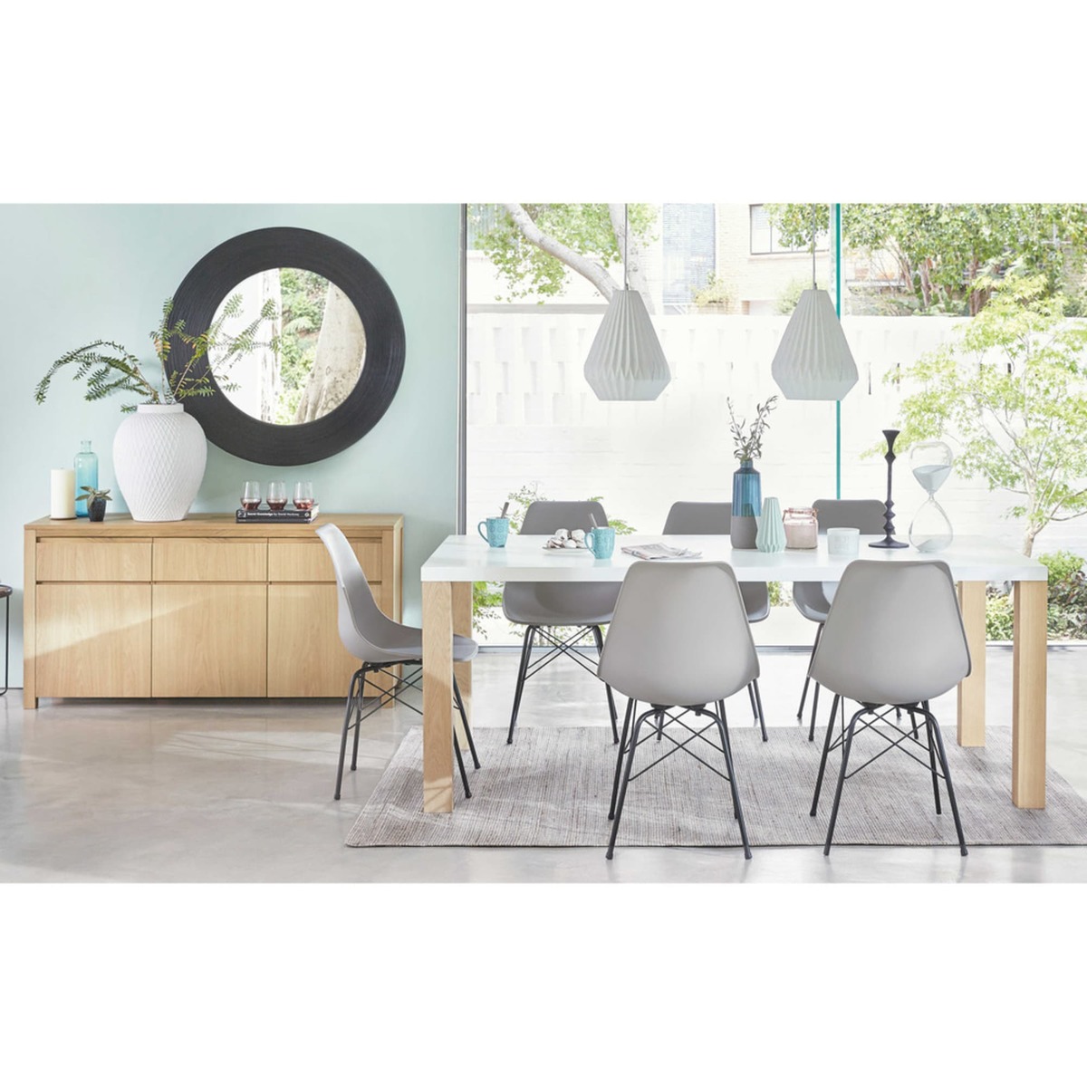 Wooden dining table in white W 200cm Austral – image 5