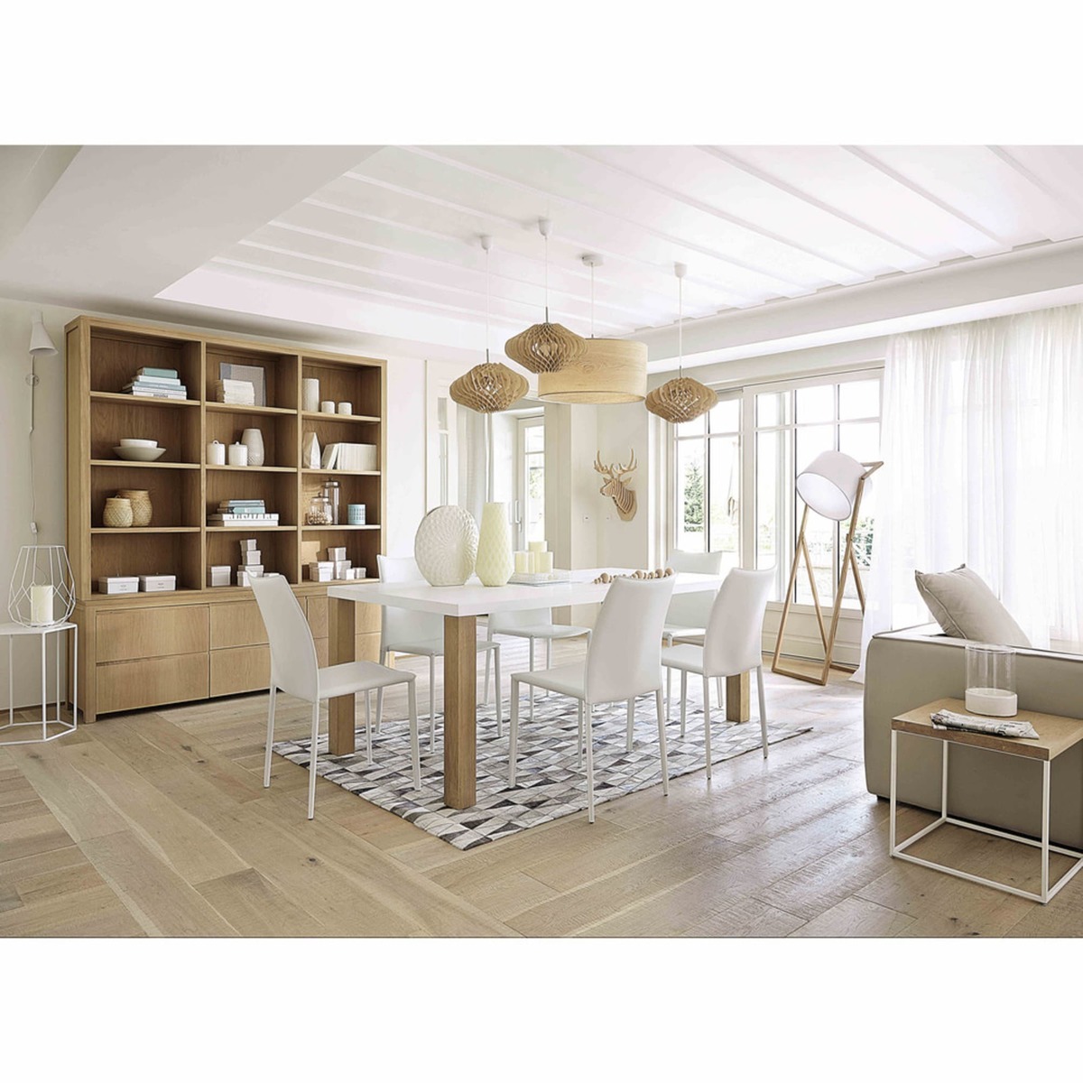 Wooden dining table in white W 200cm Austral – image 6
