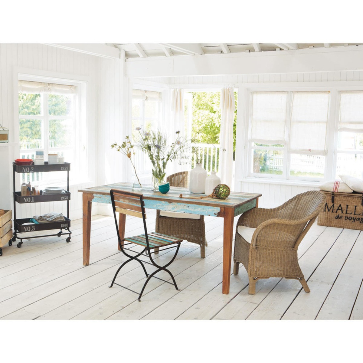 Recycled wood dining table in distressed finish W 160cm Calanque – image 7