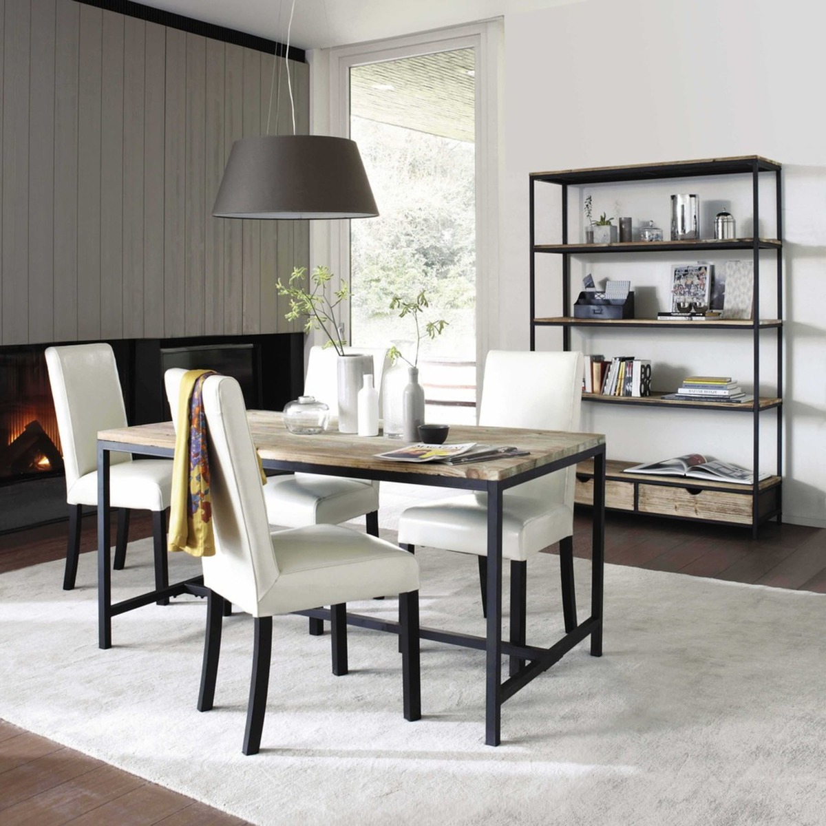 Solid Fir and Metal 6-8-Seater Industrial Dining Table L150 Long Island – image 2
