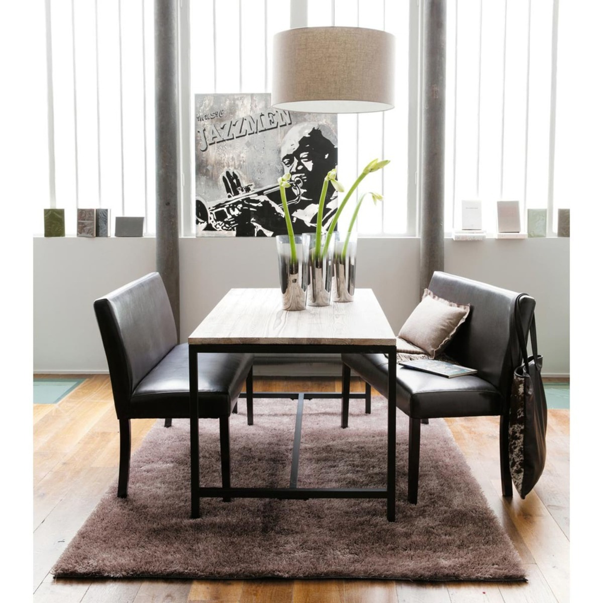 Solid Fir and Metal 6-8-Seater Industrial Dining Table L150 Long Island – image 9