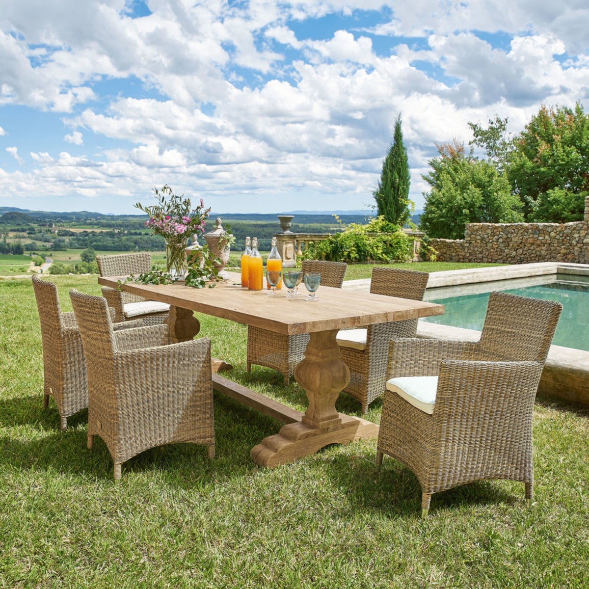 Recycled teak garden table W 240 Sienne – image 4