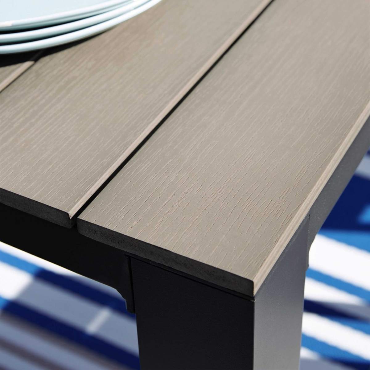Grey garden table in aluminium W 180cm Escale – image 4