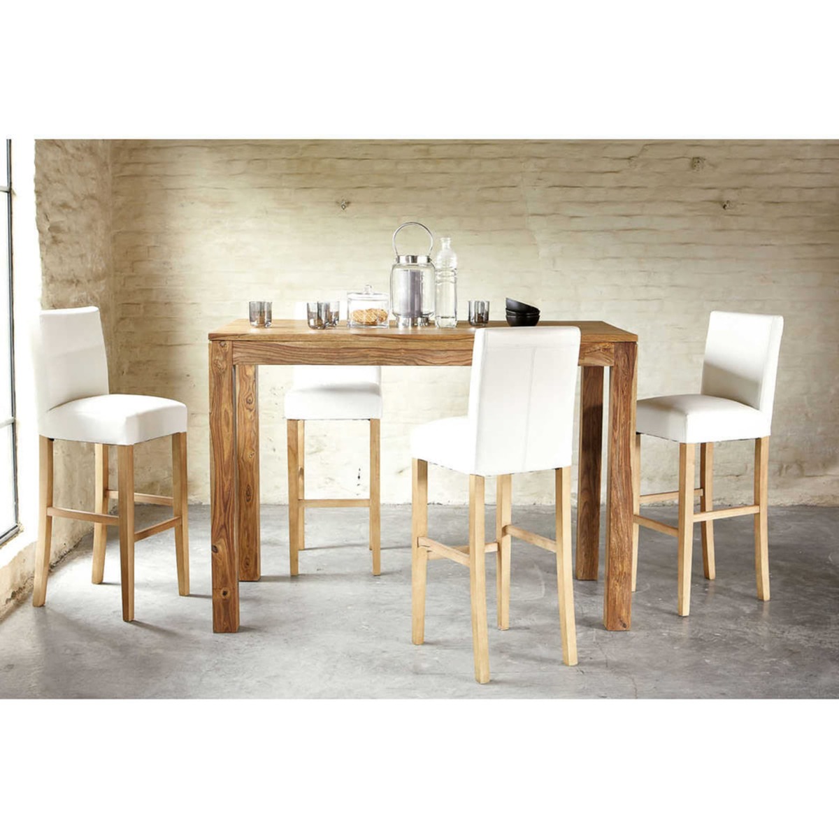 Solid sheesham wood high dining table L150 Stockholm – image 2