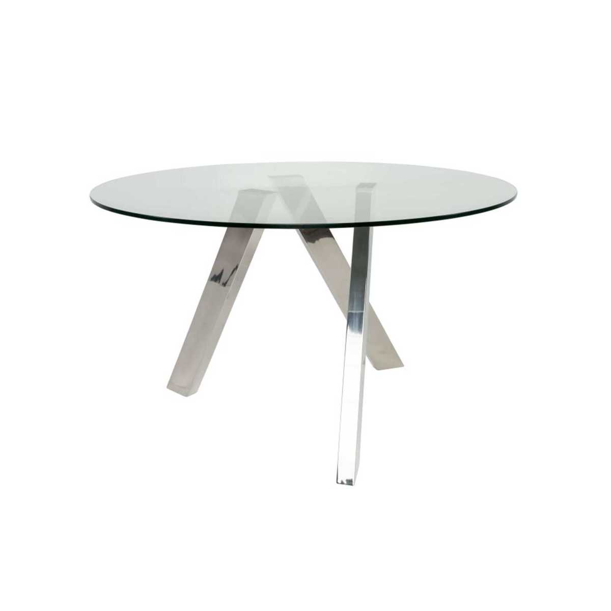 Round Glass and Metal 4-Seater Dining Table D130 Strada – image 2