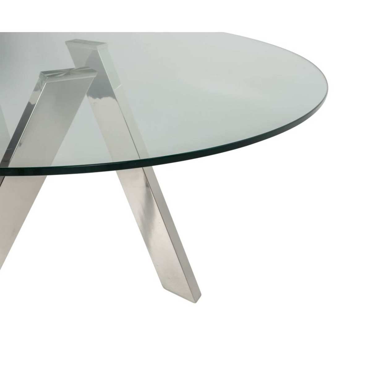 Round Glass and Metal 4-Seater Dining Table D130 Strada – image 3