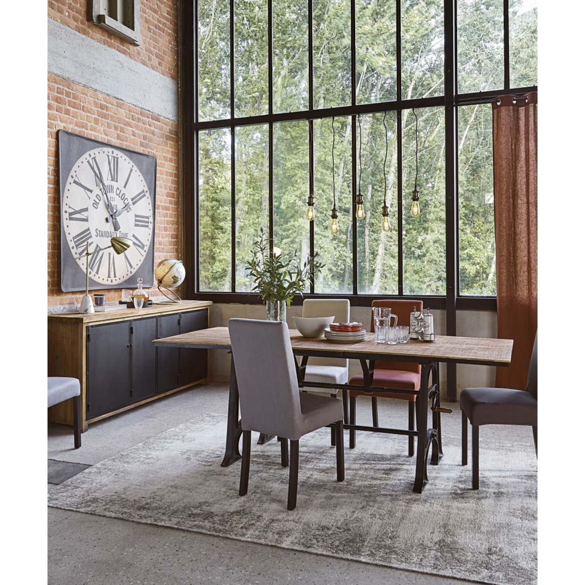 Industrial Extendible 8-10 Seater Dining Table L180/220 Manivelle – image 5