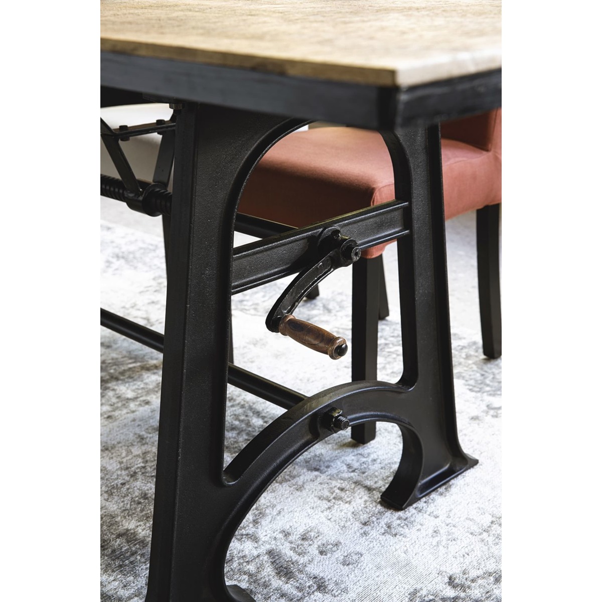 Industrial Extendible 8-10 Seater Dining Table L180/220 Manivelle – image 6