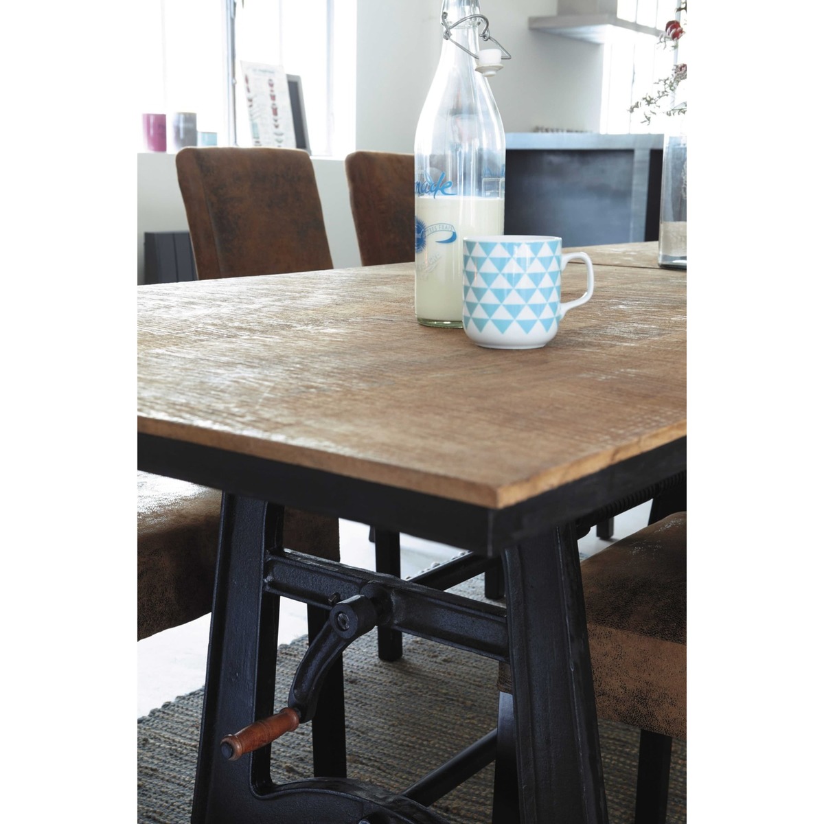 Industrial Extendible 8-10 Seater Dining Table L180/220 Manivelle – image 11