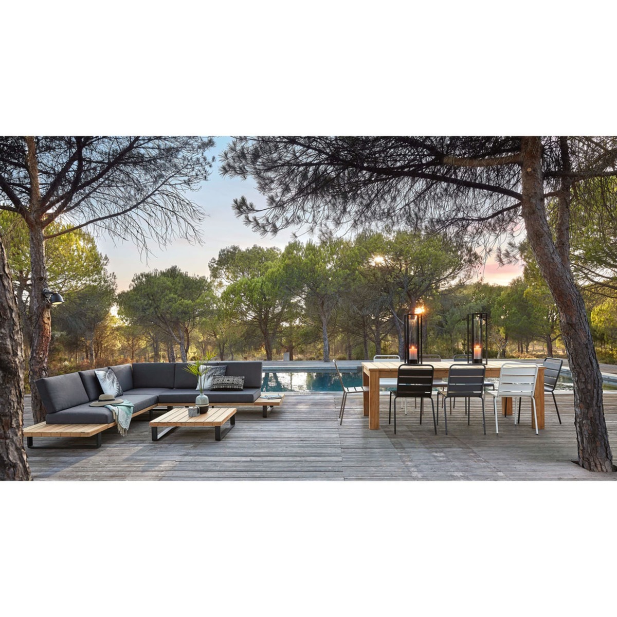 Recycled teak garden table W 220cm Guerande – image 3