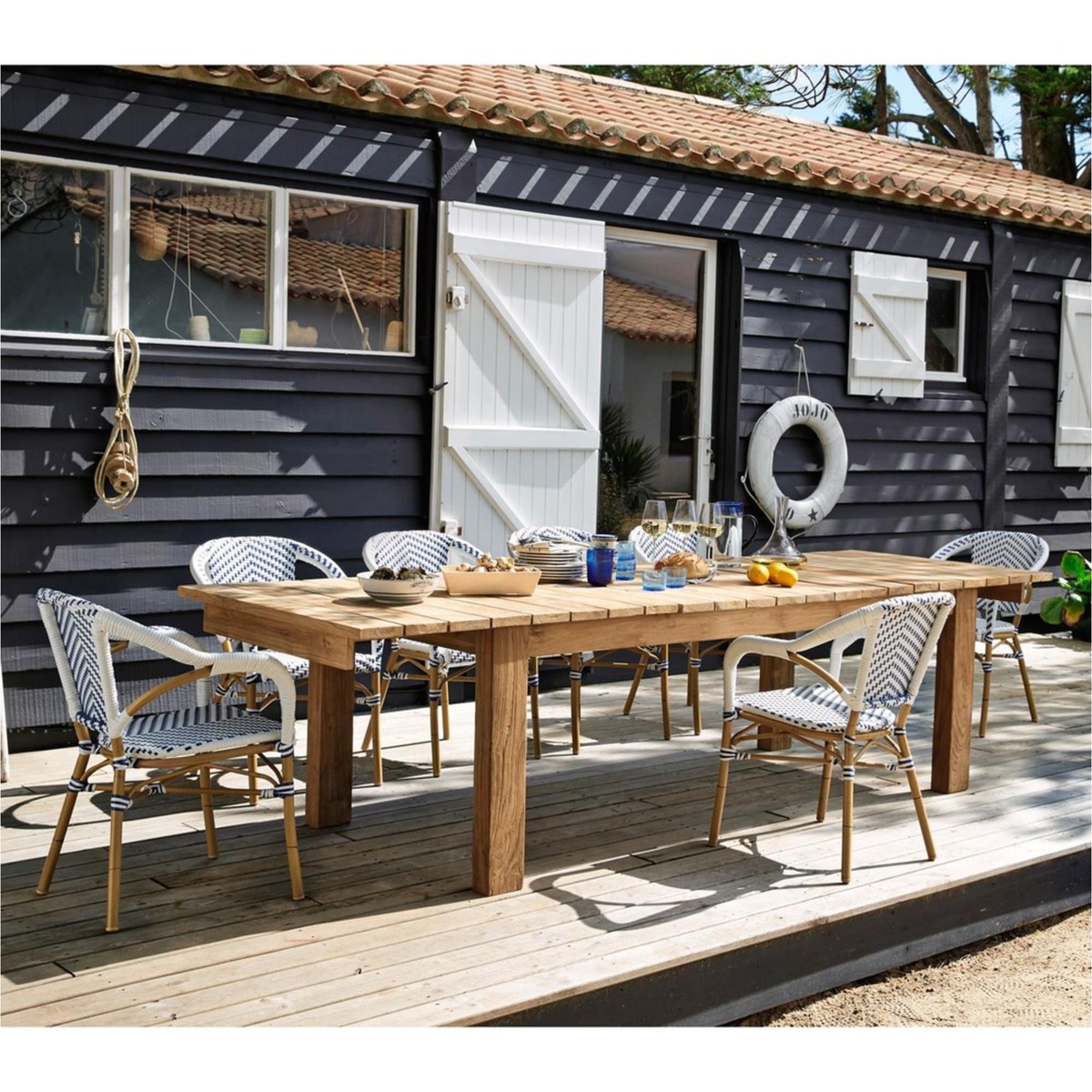 Recycled teak garden table W 220cm Guerande – image 4