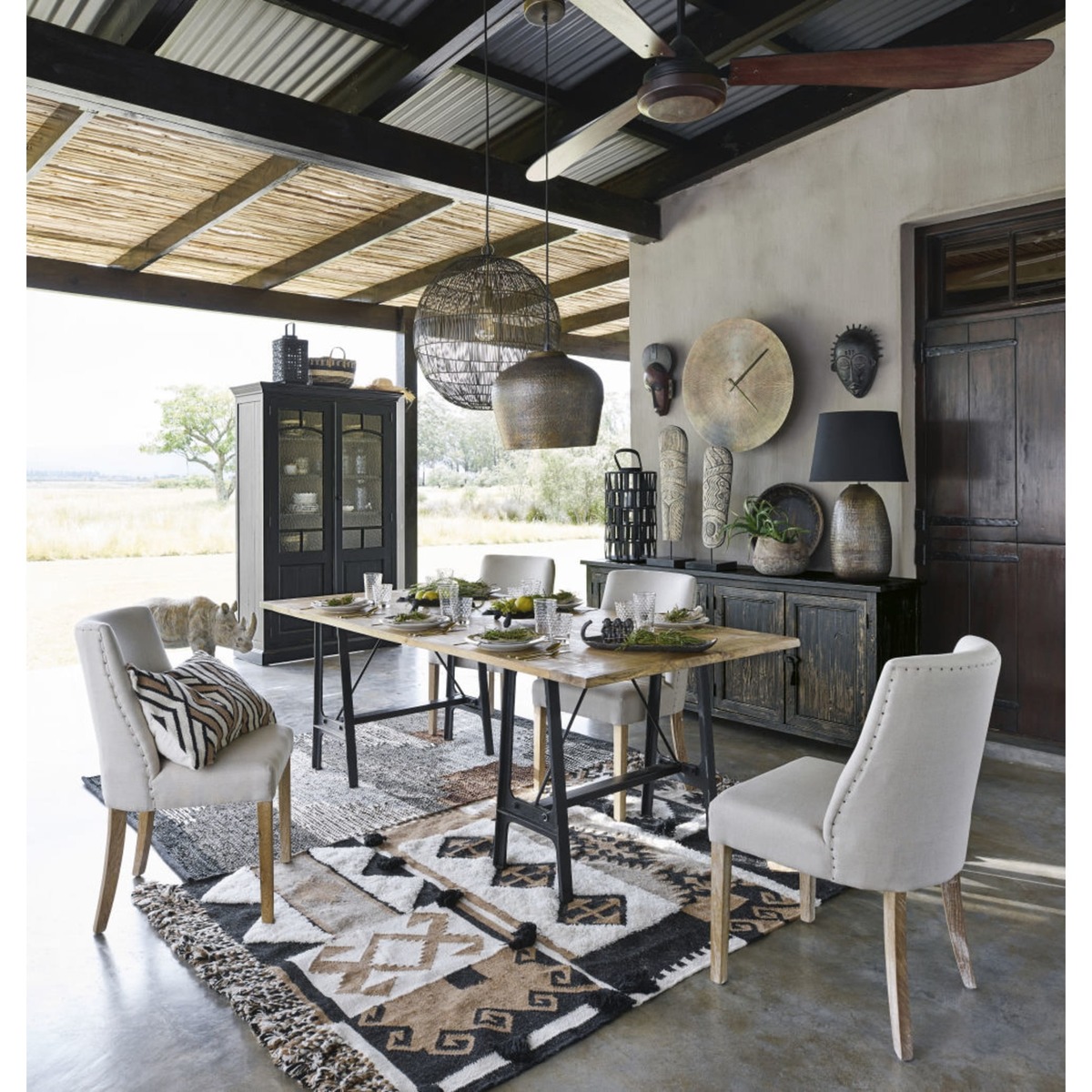 Cast Iron and Mango Wood 8-10 Seater Dining Table W220 District – image 3