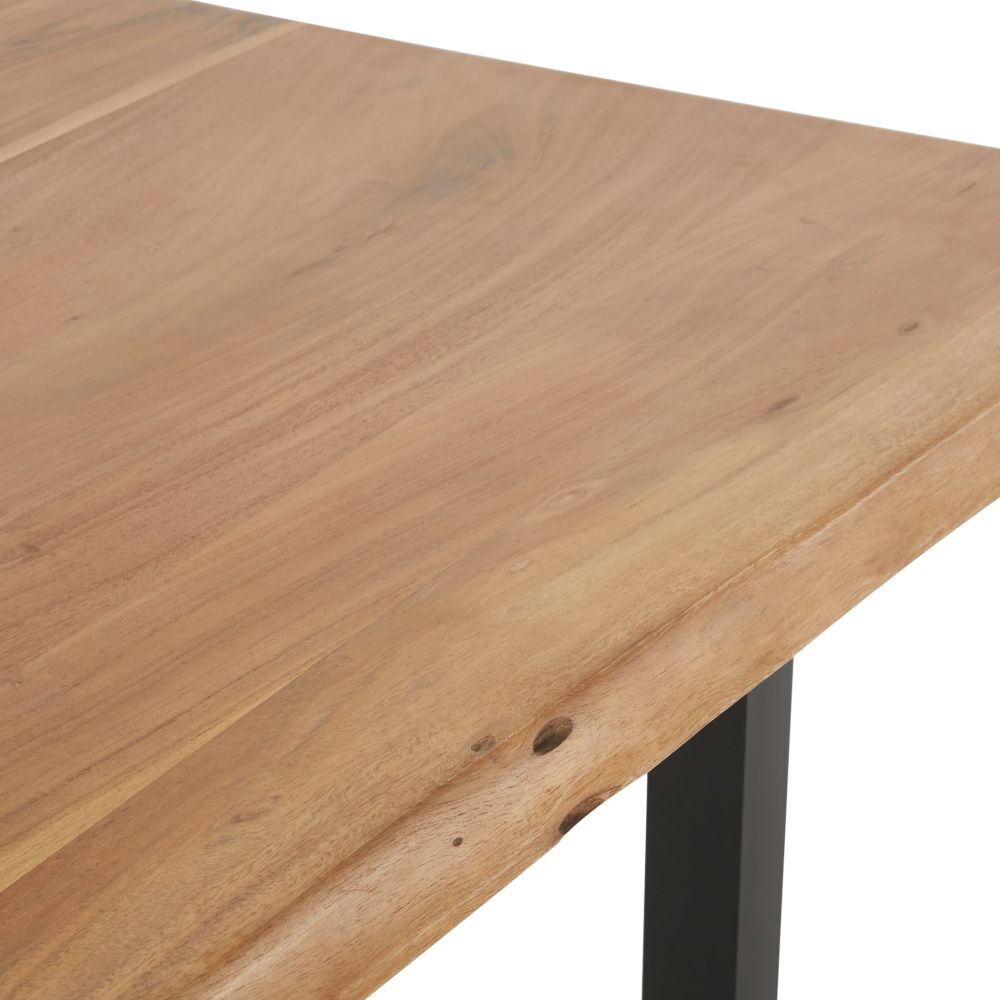 8-Seater Black Metal and Acacia Dining Table W160 – image 3