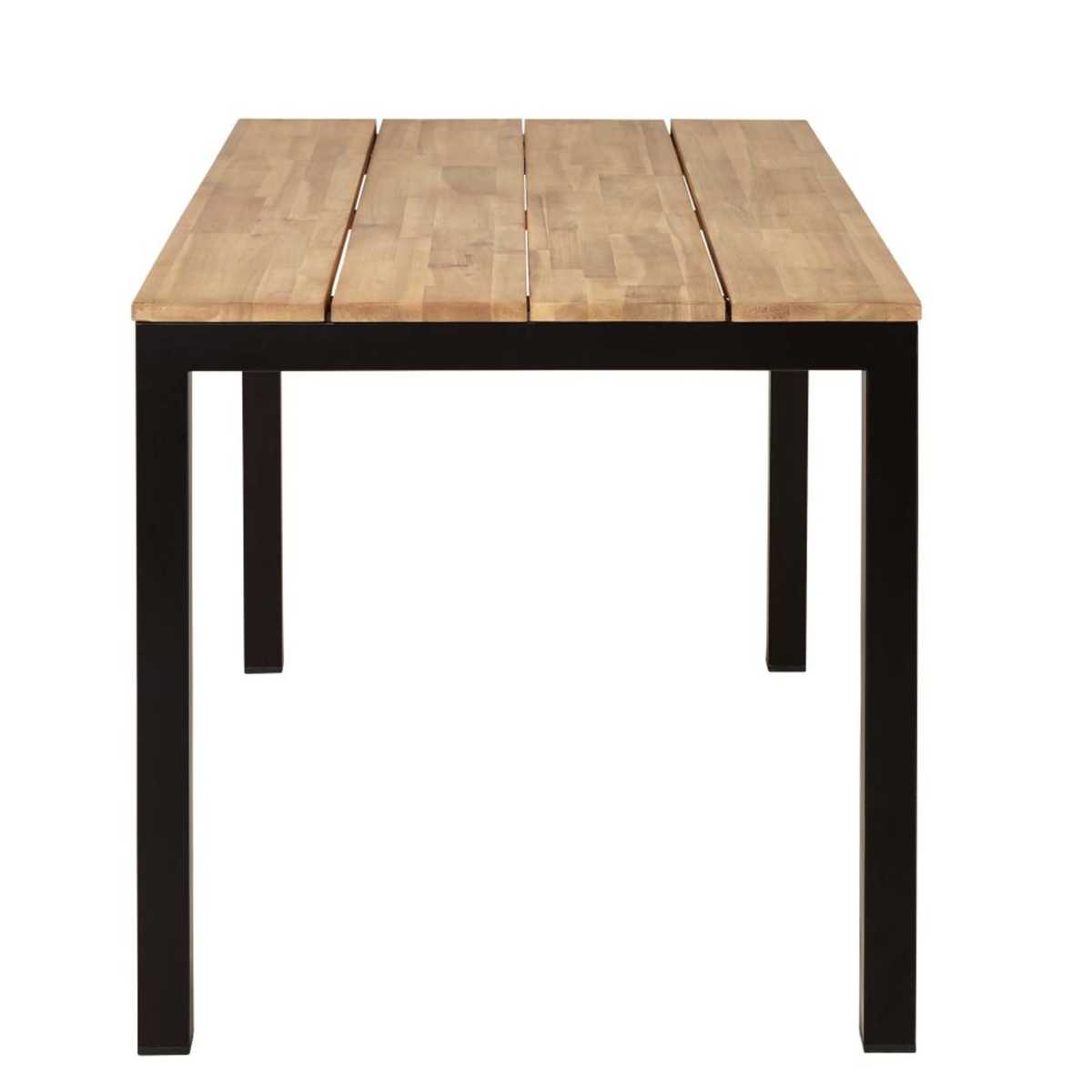 Black Metal and Solid Acacia 4-6 Seater Garden Table L120 Oural – image 5