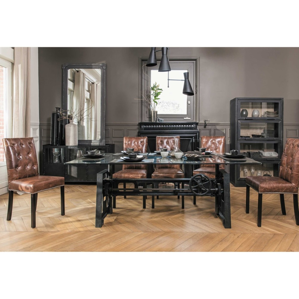 Glass and metal dining table L 200 Garibaldi – image 2