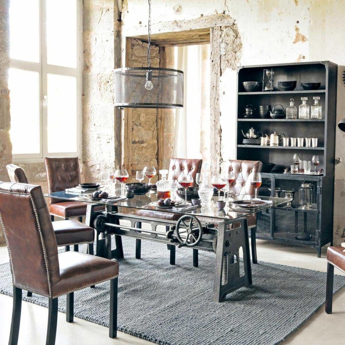 Glass and metal dining table L 200 Garibaldi – image 3