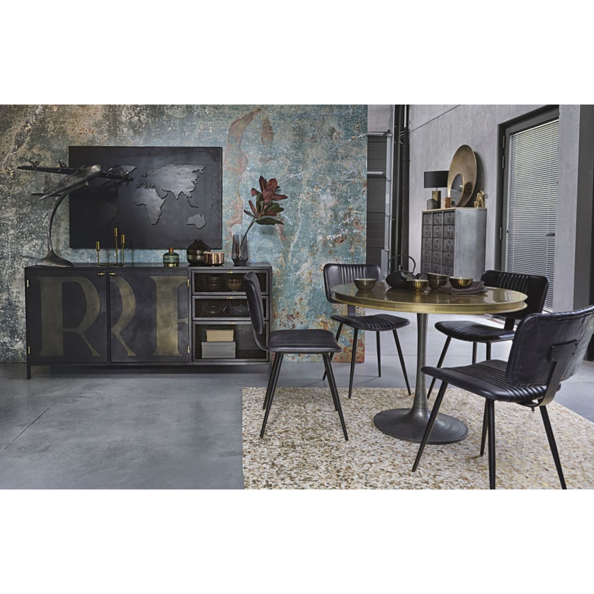 Round Brass Metal 4/5-Seater Dining Table D100 Rockefeller – image 3