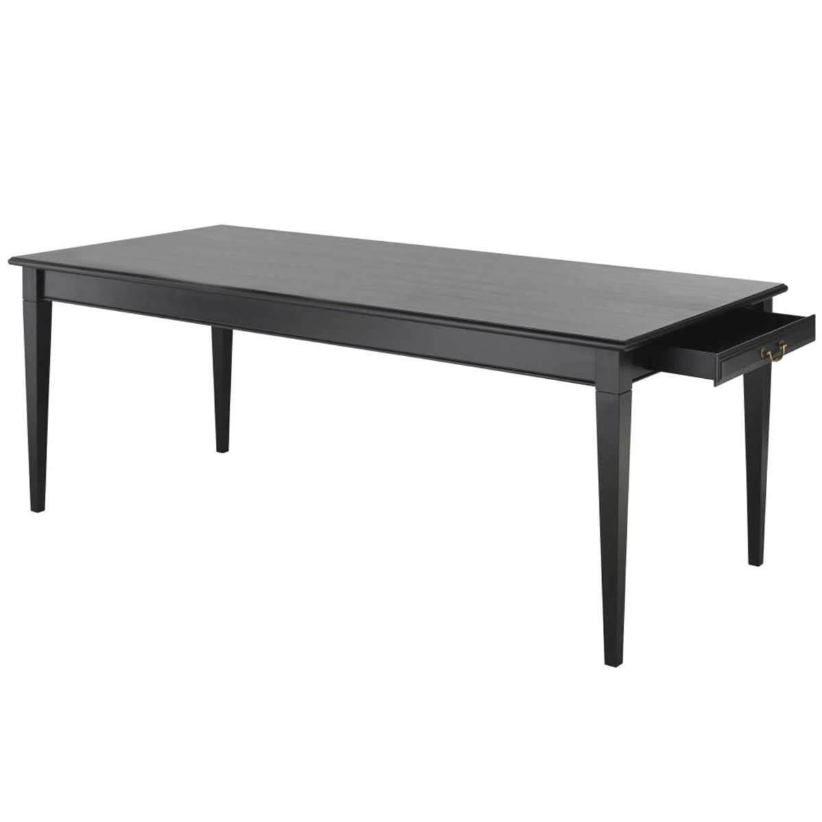 Black 8-10 Seater Dining Table with 2 Drawers L200 Cambronne – image 4