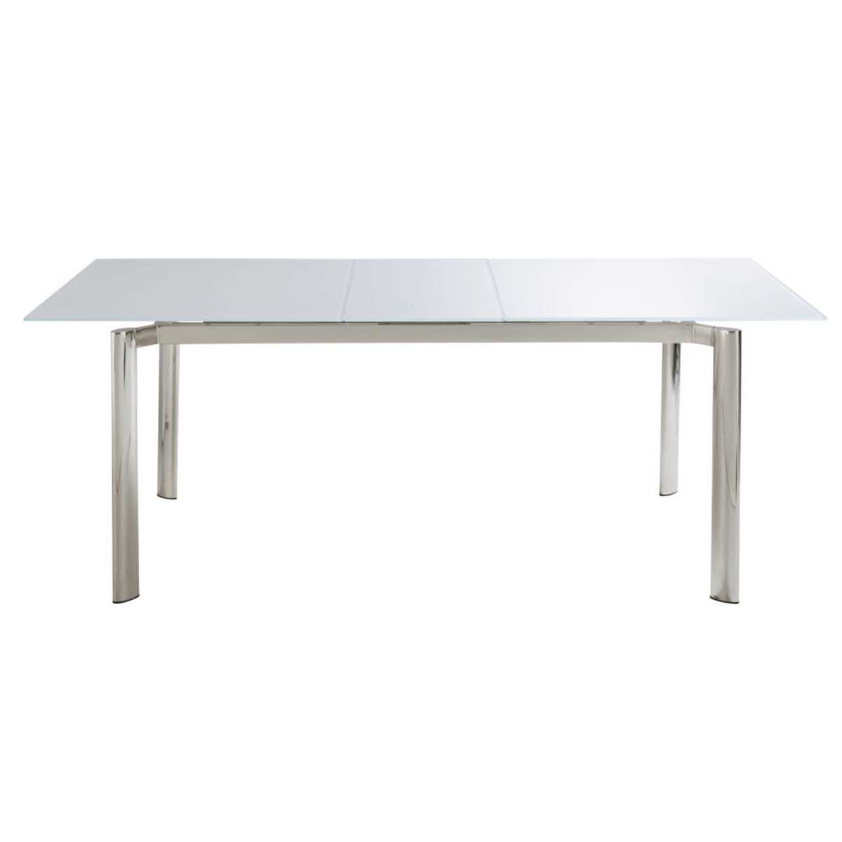 6-8-Seater White Glass and Metal Extendable Dining Table W160-200 Cameron – image 3