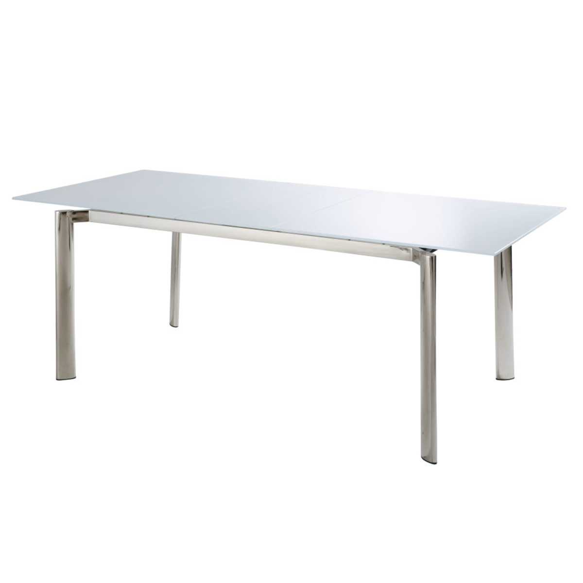 6-8-Seater White Glass and Metal Extendable Dining Table W160-200 Cameron – image 4