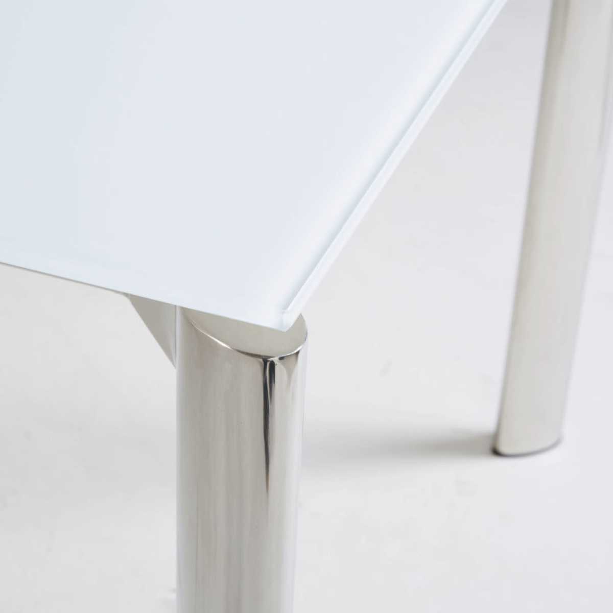 6-8-Seater White Glass and Metal Extendable Dining Table W160-200 Cameron – image 5