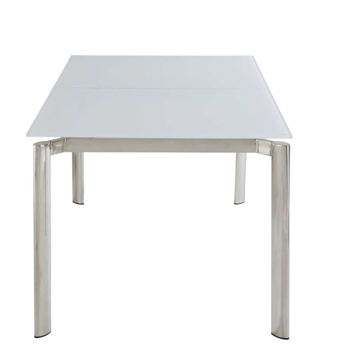 6-8-Seater White Glass and Metal Extendable Dining Table W160-200 Cameron – image 6