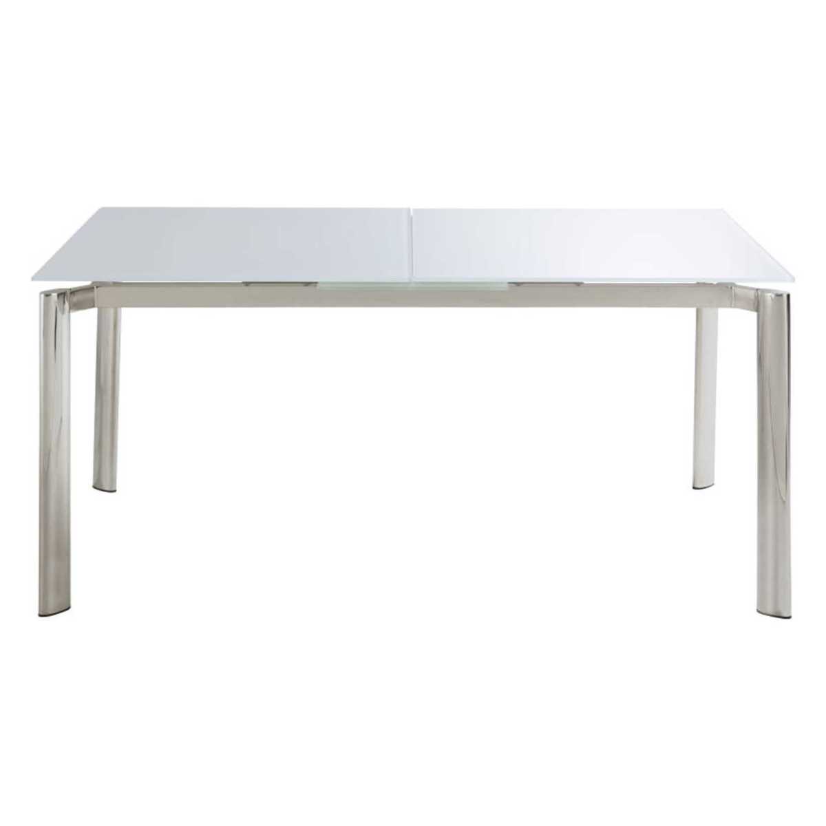 6-8-Seater White Glass and Metal Extendable Dining Table W160-200 Cameron – image 2