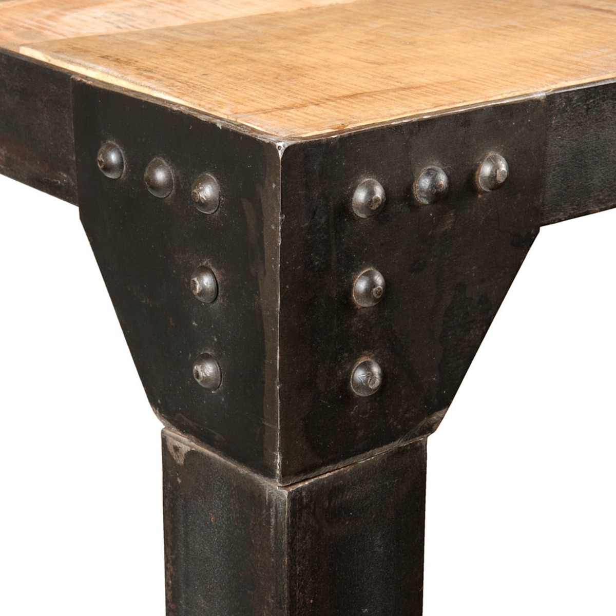 Solid Mango Wood and Metal 8-10-Seater Industrial Dining Table L200 Factory – image 3