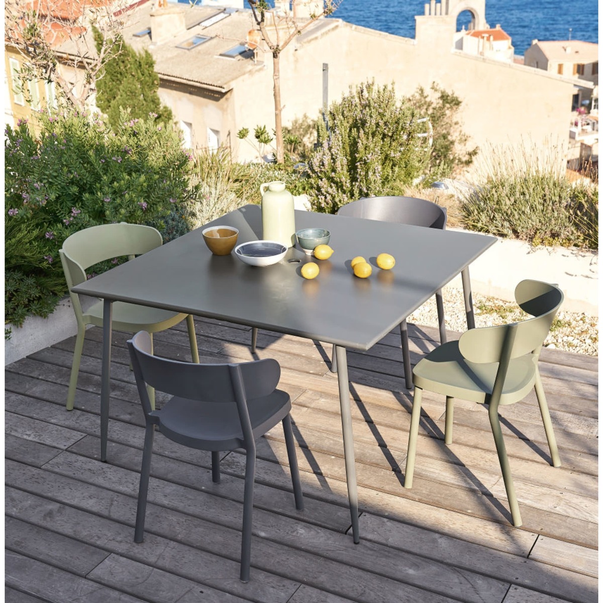 Anthracite Grey Metal 8-Seater Garden Table L120 Zinav – image 3