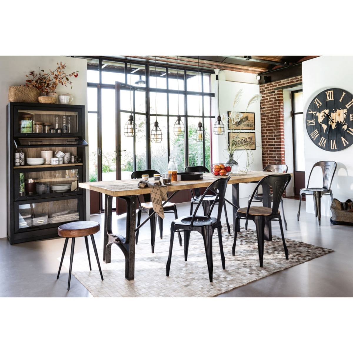 Recycled Pine and Cast Iron 8-Seater Industrial Dining Table W220 Shadow – image 3