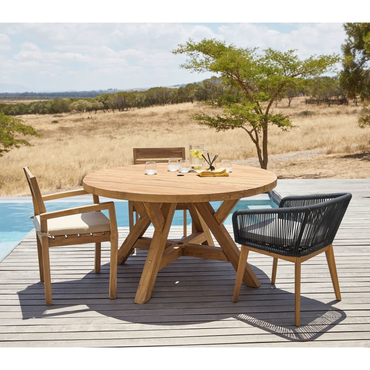 Round 6-Seater Recycled Teak Garden Table D140 Tecka – image 3