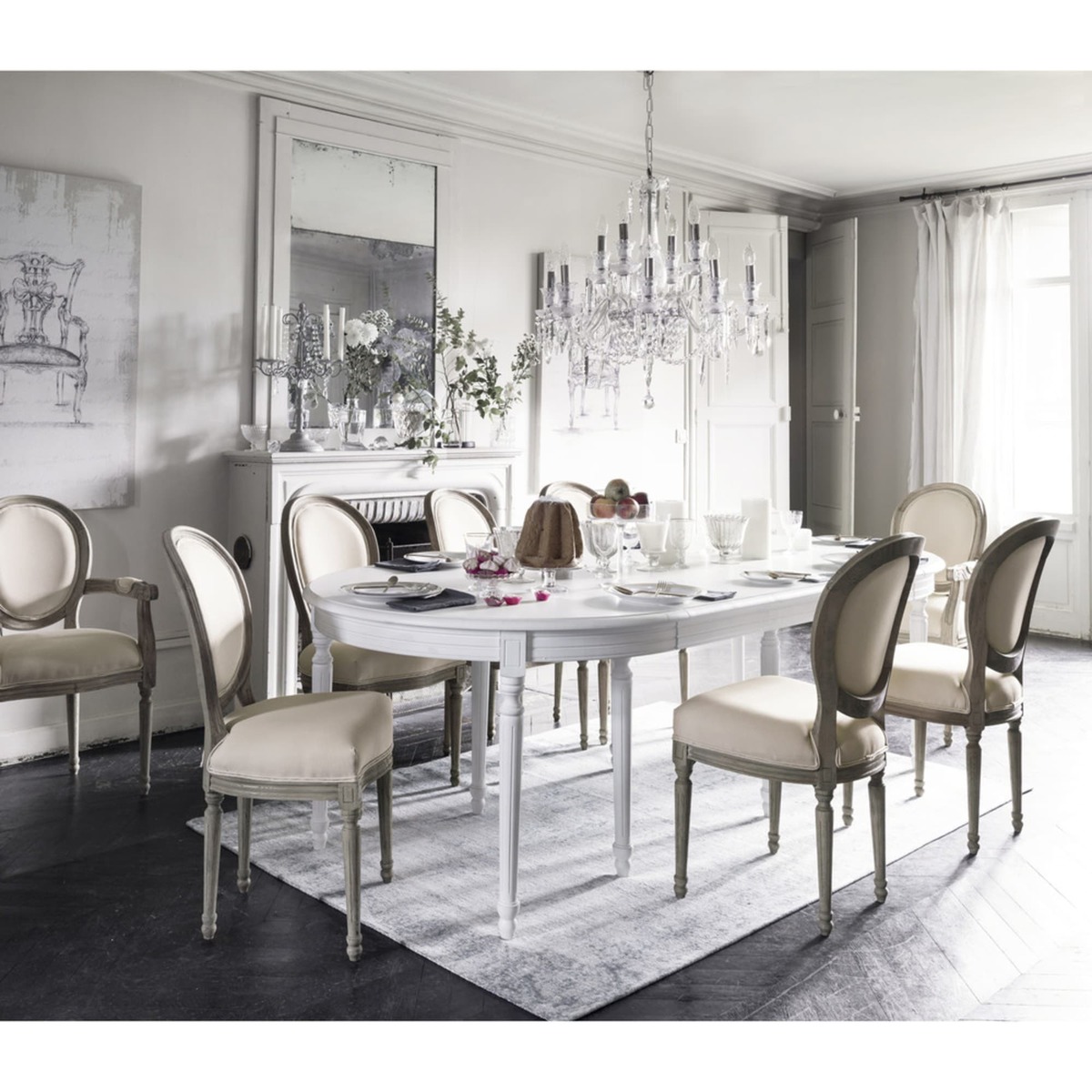 Round White Birch Extendible 4-14 Seater Dining Table W 120-280 cm Louis – image 4