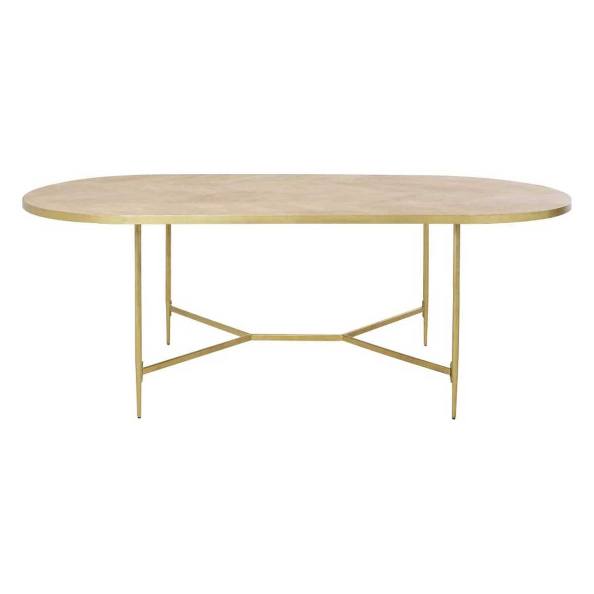 Oval Mango Wood Slatted 8/10-Seater Dining Table W220 Hana – image 1