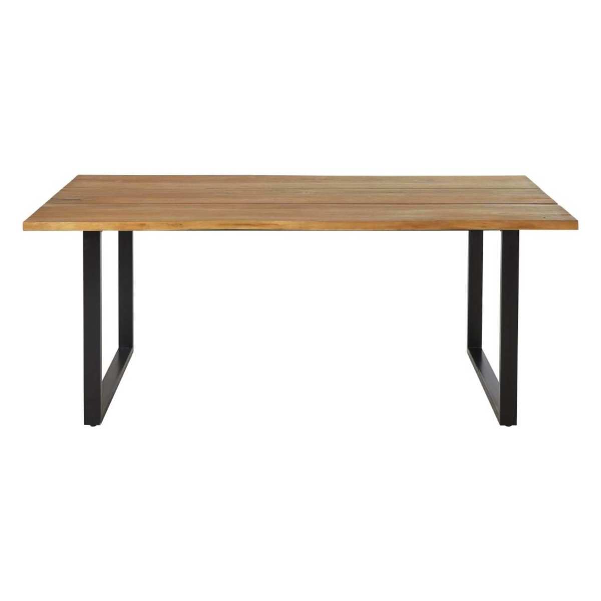 Black Metal and Solid Acacia 6-8 Seater Garden Table L190 Pianosa – image 2