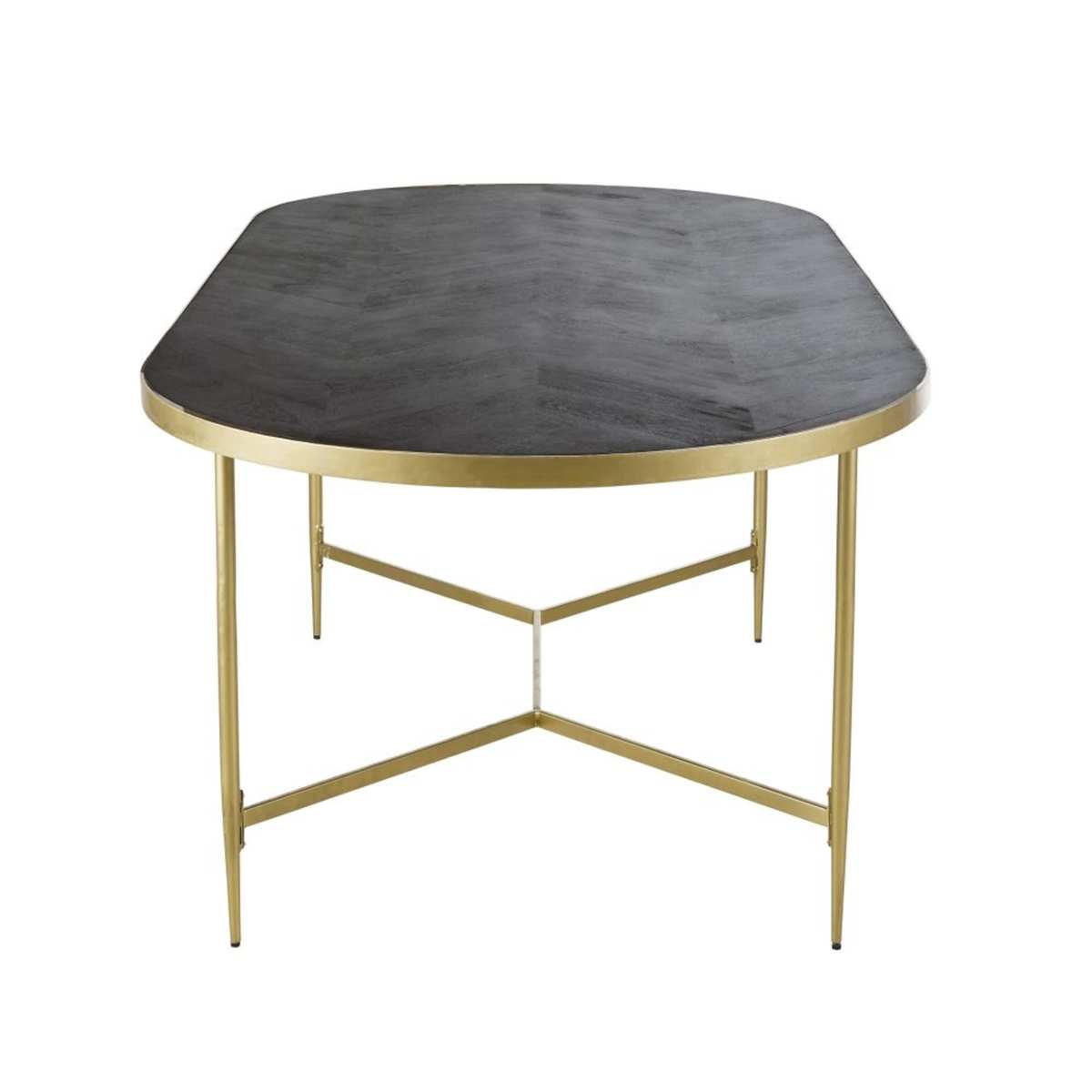 Oval Blackened Mango Wood Slatted 8/10-Seater Dining Table W220 Hana – image 3