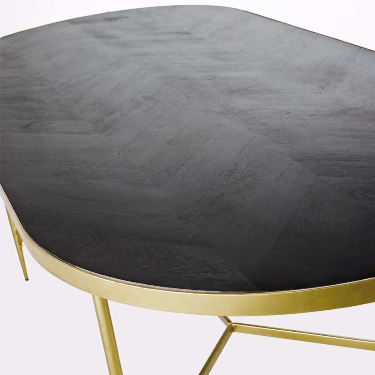 Oval Blackened Mango Wood Slatted 8/10-Seater Dining Table W220 Hana – image 4