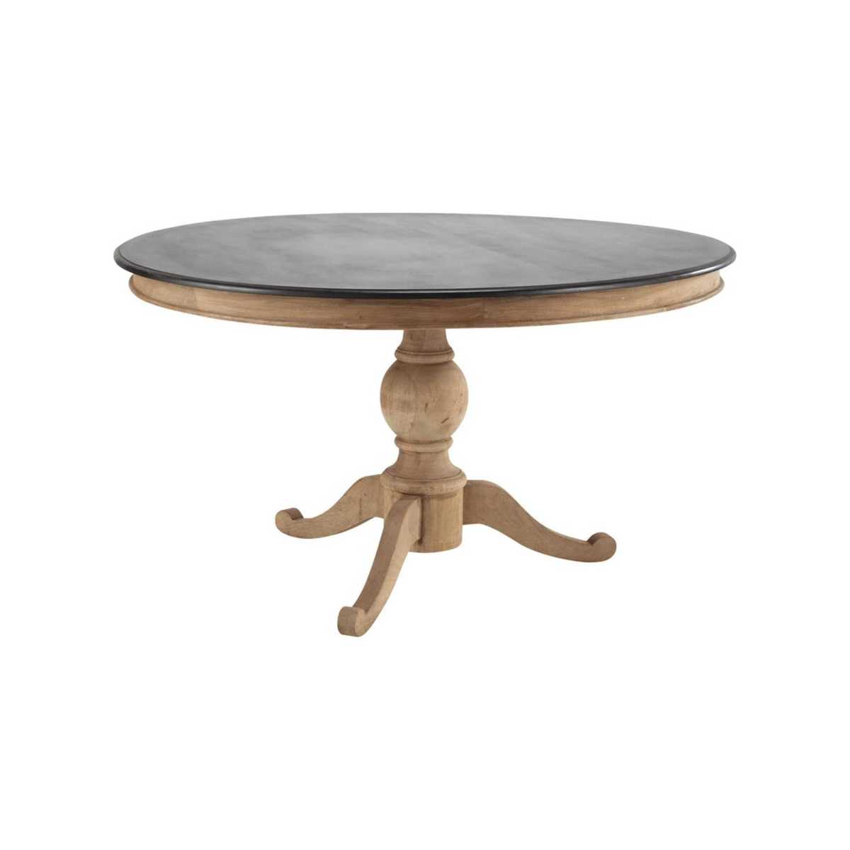 Mango wood round dining table in slate grey D 140cm Montaigne – image 1