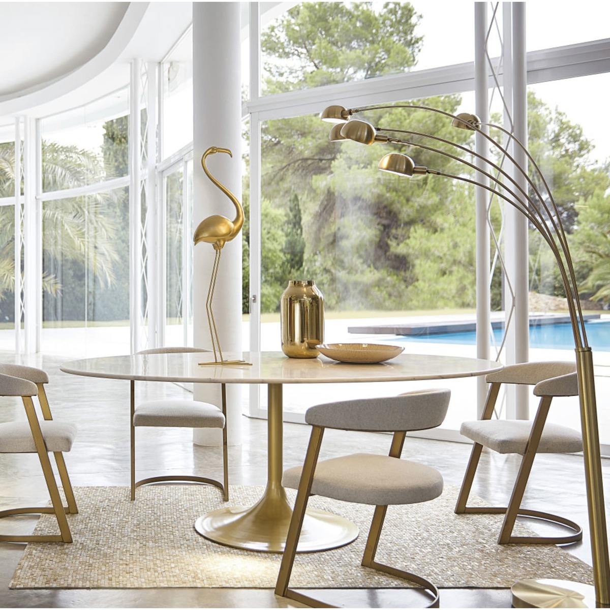 Metal and Marble 4-6 Seater Dining Table W200 Manisa – image 2