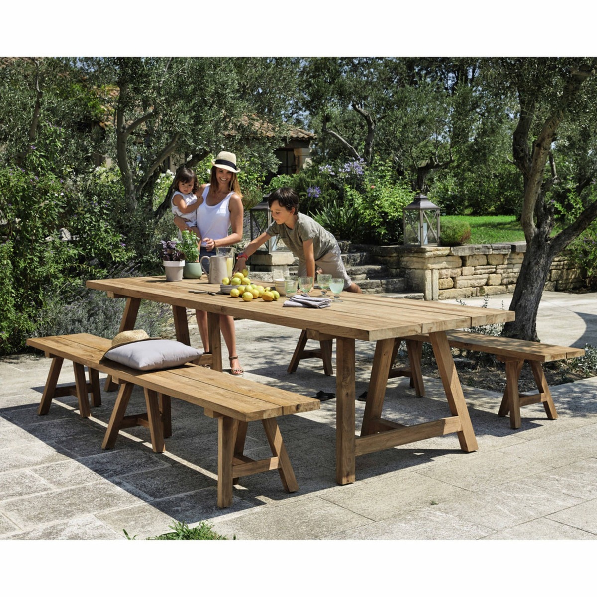 12-14-seater Recycled Teakholz garden table L300 Tecka – image 5
